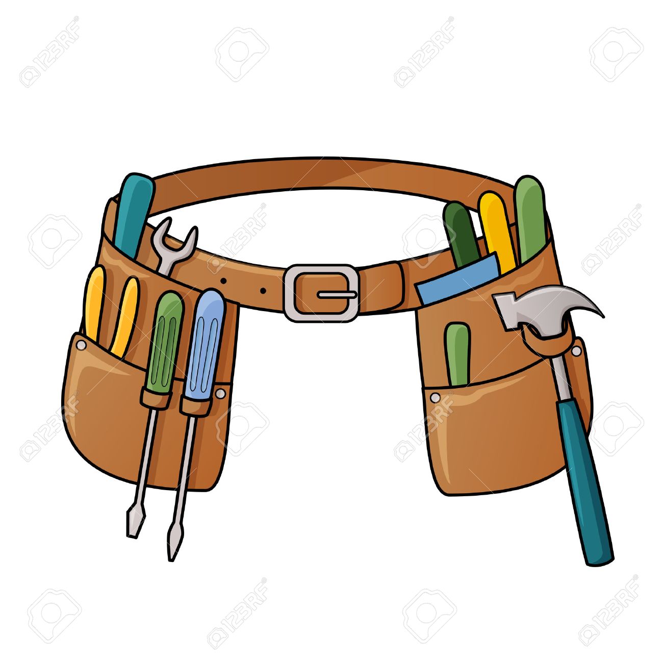 1300x1300 Vector Illustration Of Tool Belt With Different Tools