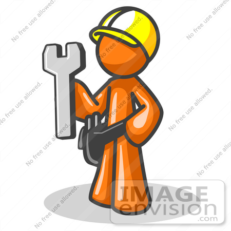 450x450 Clip Art Graphic Of An Orange Guy Character Construction Worker