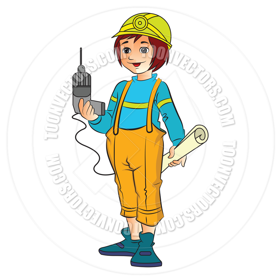 940x940 Cartoon Female Construction Worker By Morphart Toon Vectors Eps