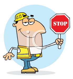 278x300 Traffic Control Construction Worker With A Red Stop Sign Clip Art