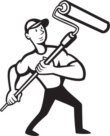 387x480 Construction Worker With Paint Roller Coloring Page Free