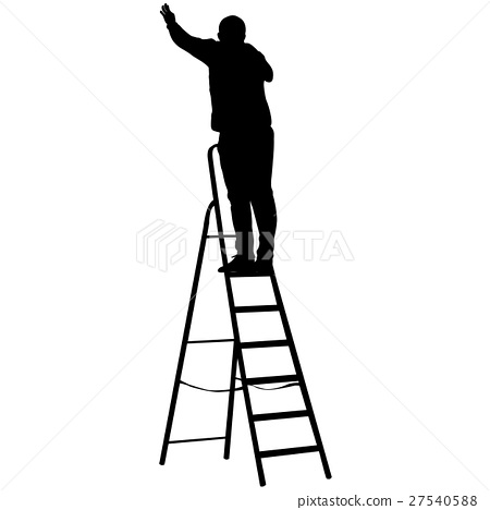 450x468 Silhouette Worker Climbing The Ladder. Vector