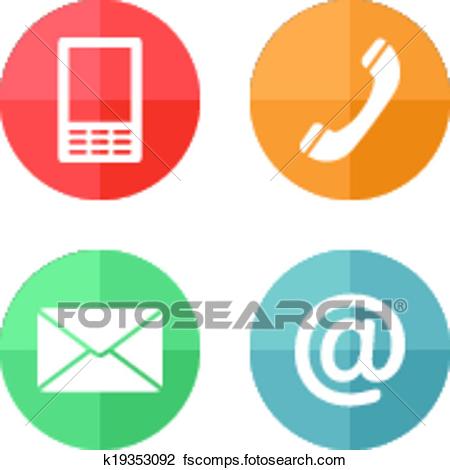 450x470 Clipart Of Contact Icons Buttons Set