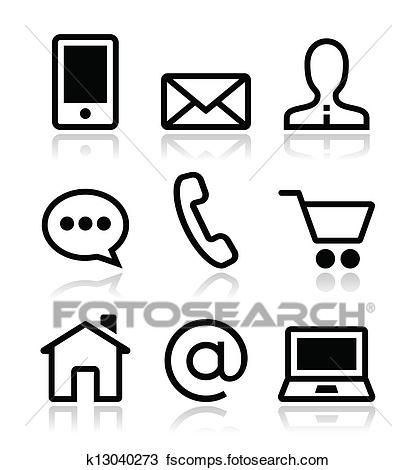 416x470 Clipart Of Contact Web Vector Icons Set K13040273