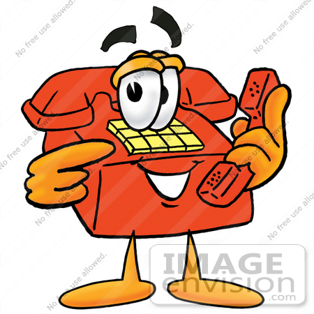 450x450 Clip Art Graphic Of A Red Landline Telephone Cartoon Character