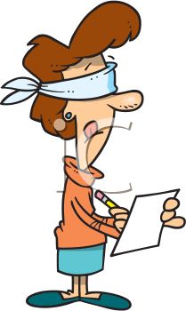 209x350 Cartoon Of A Foolish Woman Blindly Signing A Contract