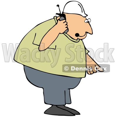 400x400 Free (Rf) Clipart Illustration Of Bossy Contractor Talking On