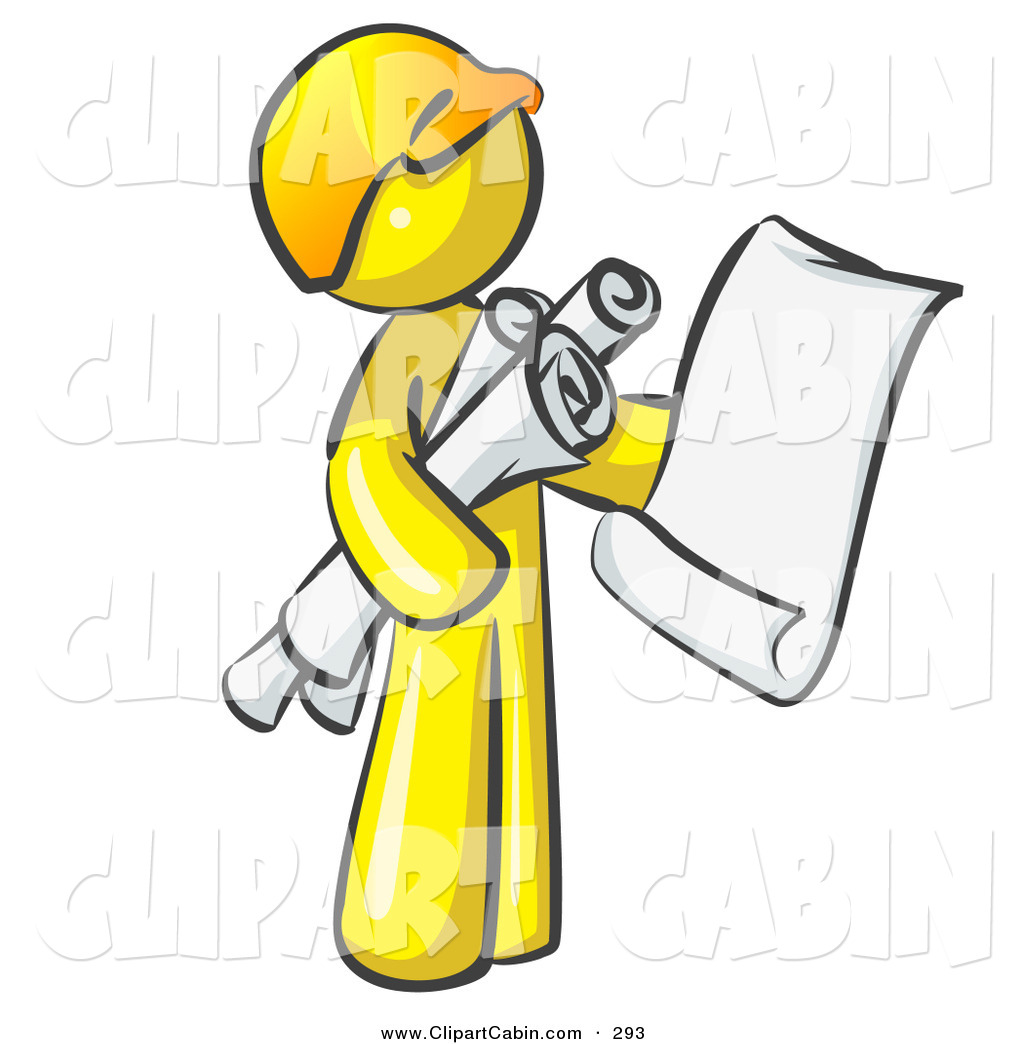 1024x1044 Vector Clip Art Of A Smart Yellow Man Contractor Or Architect