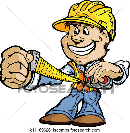 450x462 Clip Art Of Happy Handyman Contractor Standing Cartoon Vector