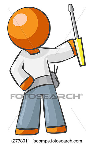 304x470 Clipart Of Orange Man Contractor K2778011