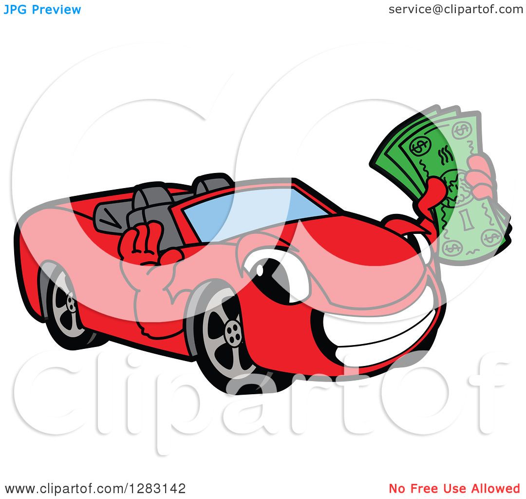 1080x1024 Clipart Of A Happy Red Convertible Car Mascot Character Holding