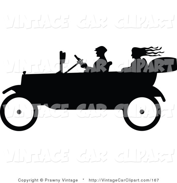 600x620 Clipart Of A Vintage Convertible Car With Driver And Passenger By
