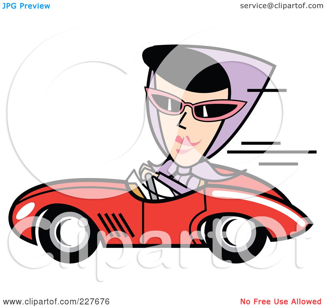 1080x1024 Royalty Free (Rf) Clipart Illustration Of Retro Woman Driving