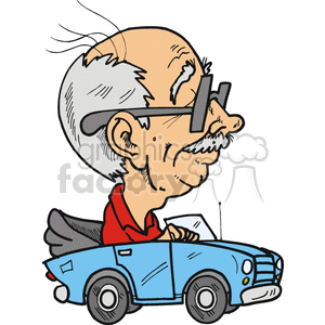 300x300 Royalty Free Older Man Driving His Blue Convertible 172831 Vector