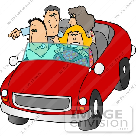 450x450 Two Caucasian Couples Riding In A Convertible Car Clipart