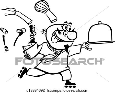 450x364 Clipart Of , Cartoon, Chef, Cook, Cooking, Trade, U13384692