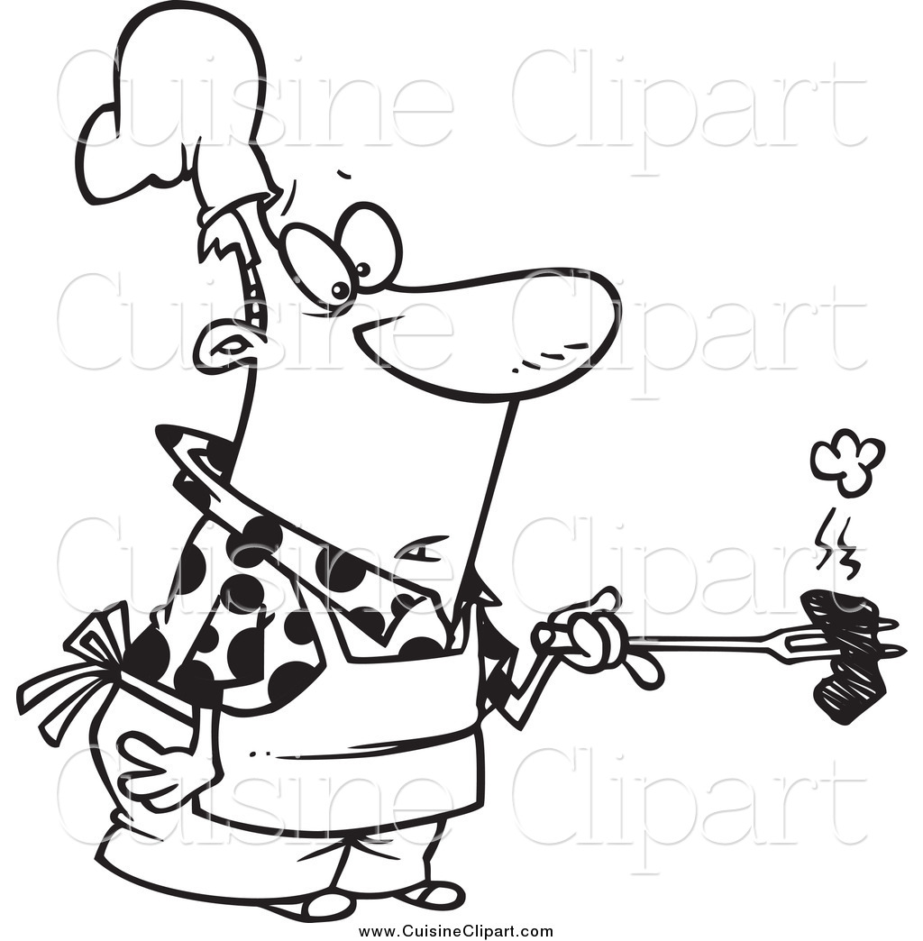 1024x1044 Cuisine Clipart Of A Black And White Male Cook Holding A Burnt