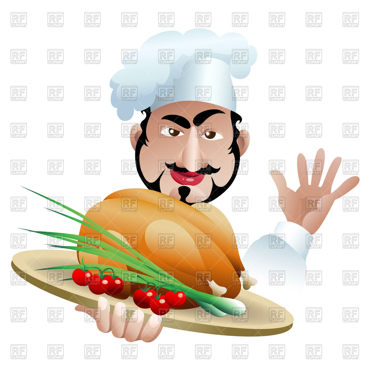 1200x1200 Satisfied Chief Cook With Well Cooked Dish Royalty Free Vector