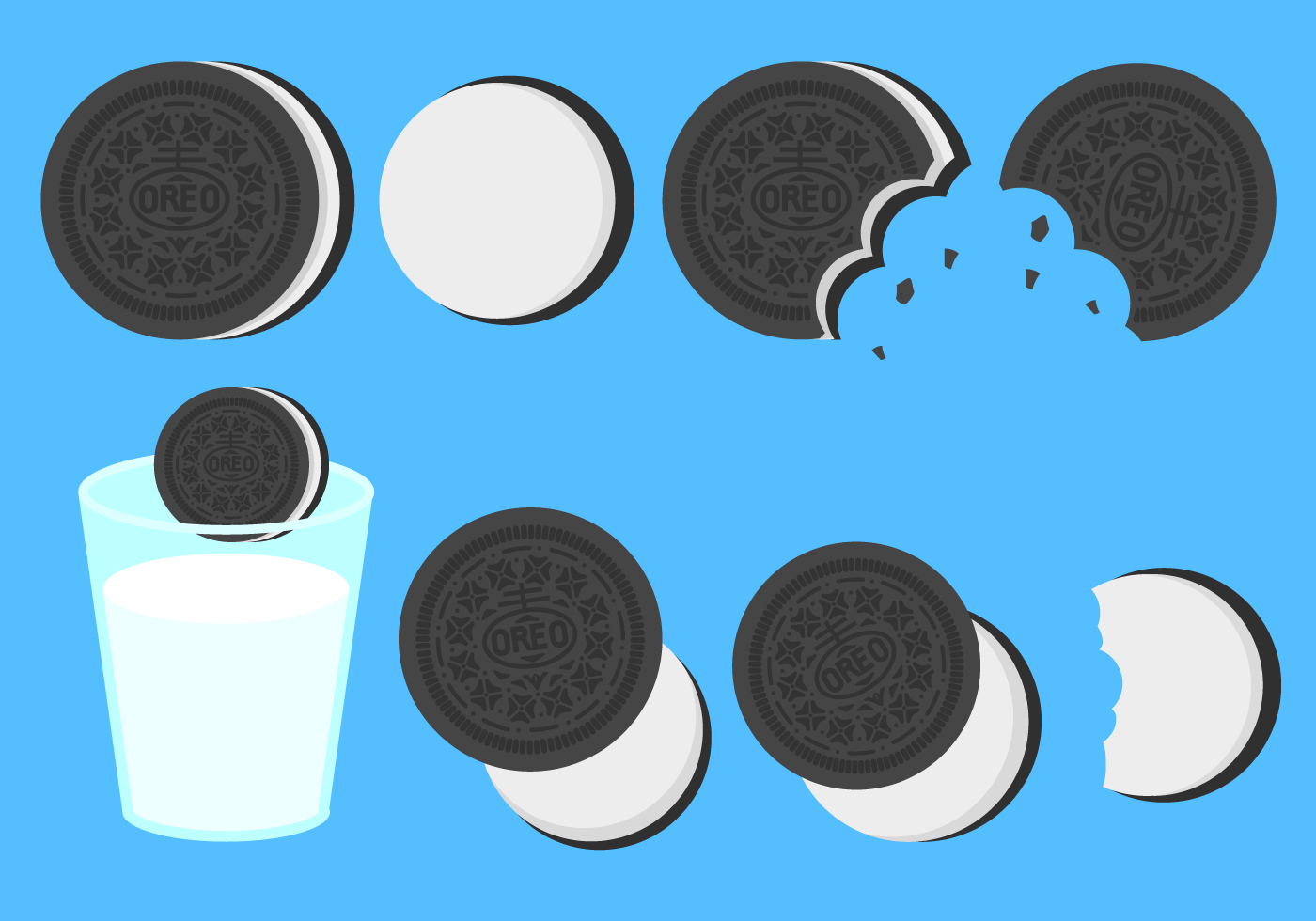 1400x980 Free Flat Oreo Cookies Vector
