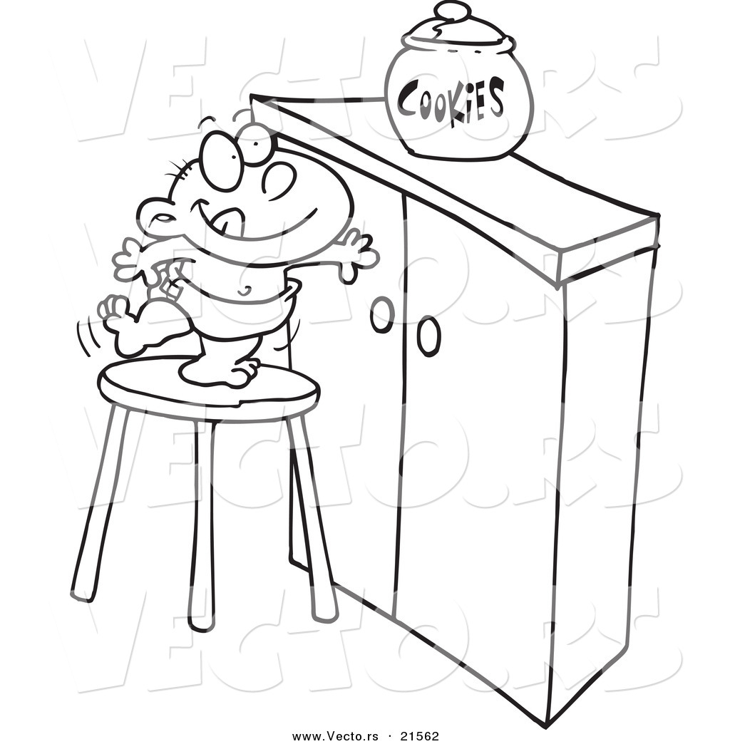 1024x1044 Vector Of A Cartoon Baby Trying To Get A Cookie Jar