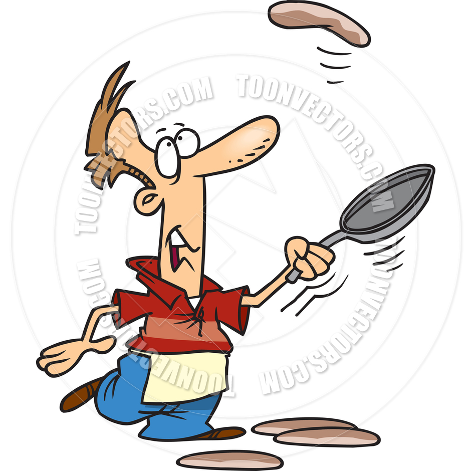 940x940 Cartoon Man Cooking Pancakes By Ron Leishman Toon Vectors Eps