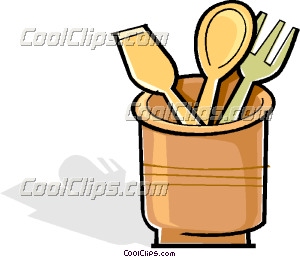 300x257 Wooden Utensils In A Crock Pot Clip Art