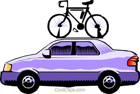 480x325 Car With Bicycle Roof Rack Royalty Free Vector Clip Art
