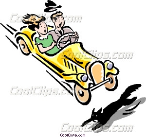 300x282 Car About To Hit Black Cat Vector Clip Art