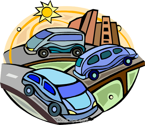 480x415 Cars On A Highway With Traffic Royalty Free Vector Clip Art