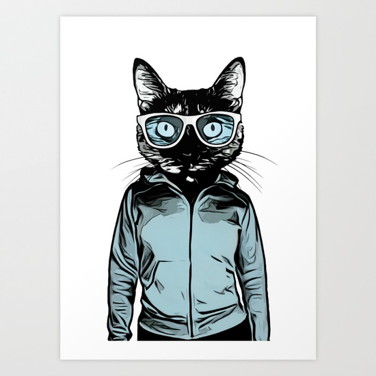 550x550 Cool Cat Art Print By Nicklasgustafsson Society6