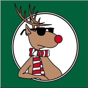 304x304 Clip Art Christmas Portraits Cool Reindeer With Green Frame I