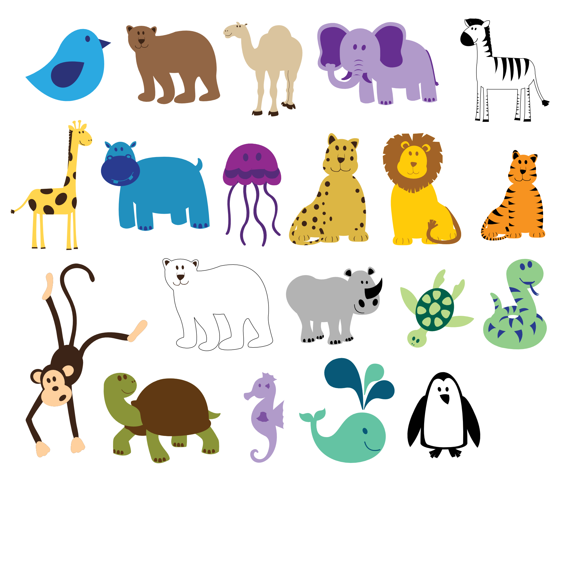 1969x1969 Clip Art Colorful Animals 815 X 315 Vfx