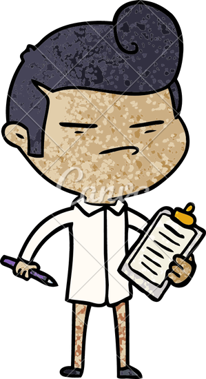 299x550 Cartoon Cool Guy With Fashion Hair Cut And Clip Board Illustration