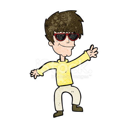 440x440 Cartoon Waving Cool Guy Stock Vector