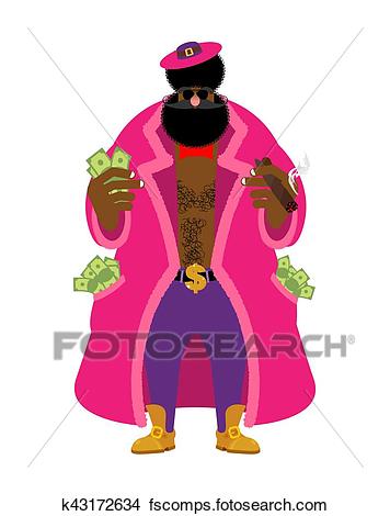 356x470 Clipart Of Pimp And Money. Cool Man. Bully Gigolo. Dishonest Guy