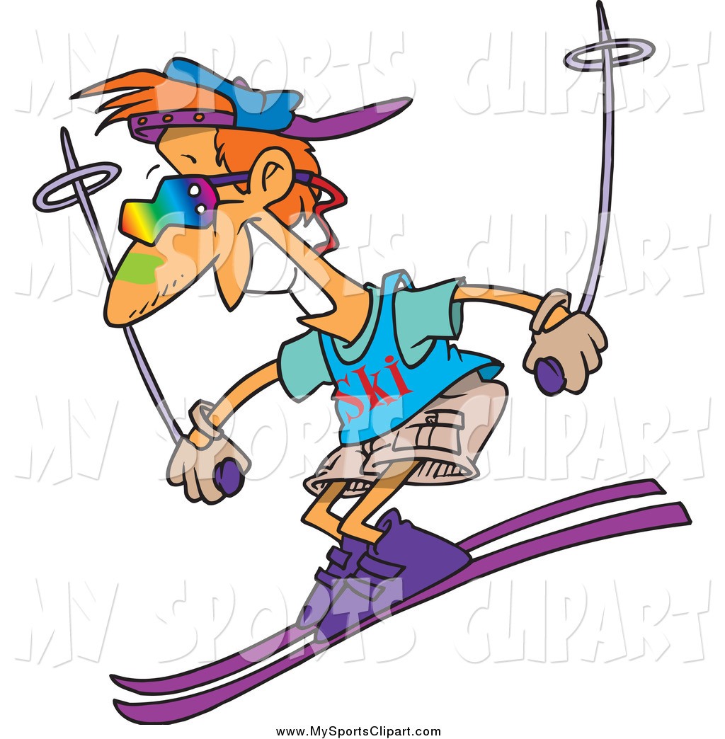 1024x1044 Sports Clip Art Of A Cartoon Cool White Skiing Guy By Toonaday