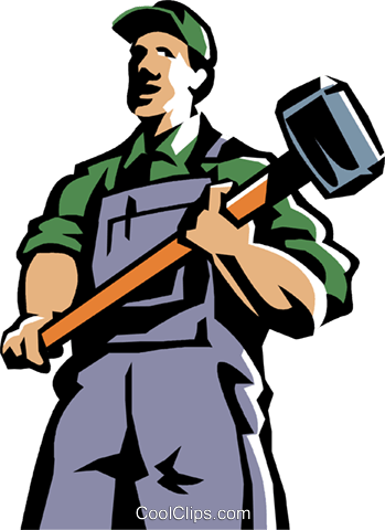 349x480 Man Standing With A Sledgehammer Royalty Free Vector Clip Art