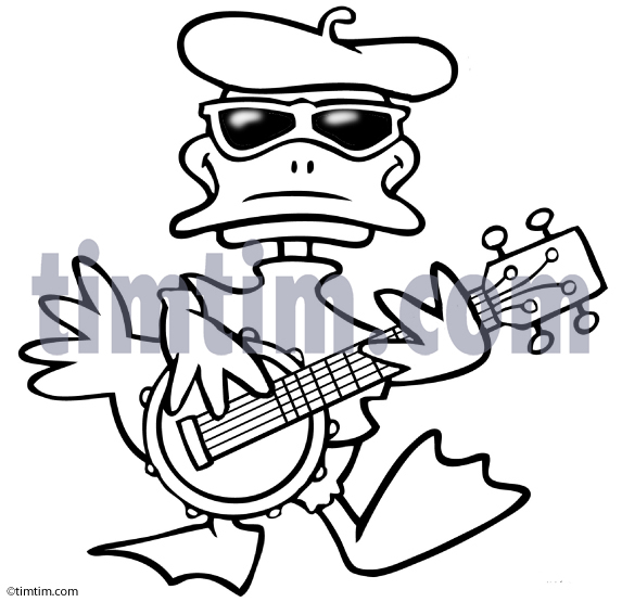 573x555 Free Drawing Of Banjo Duck Bw From The Category Music Amp Bands