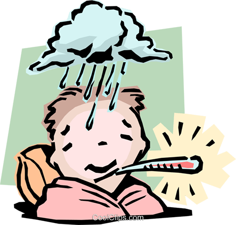 480x456 Boy Feeling Under The Weather Royalty Free Vector Clip Art