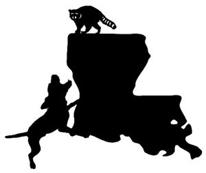300x252 Coon Hunting Louisiana State Decal, Vinyl Truck Raccoon Window