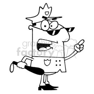 300x300 Royalty Free Black And White Cartoon Cop 378532 Vector Clip Art