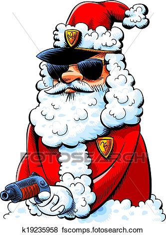 333x470 Clip Art Of Cool Santa Cop K19235958