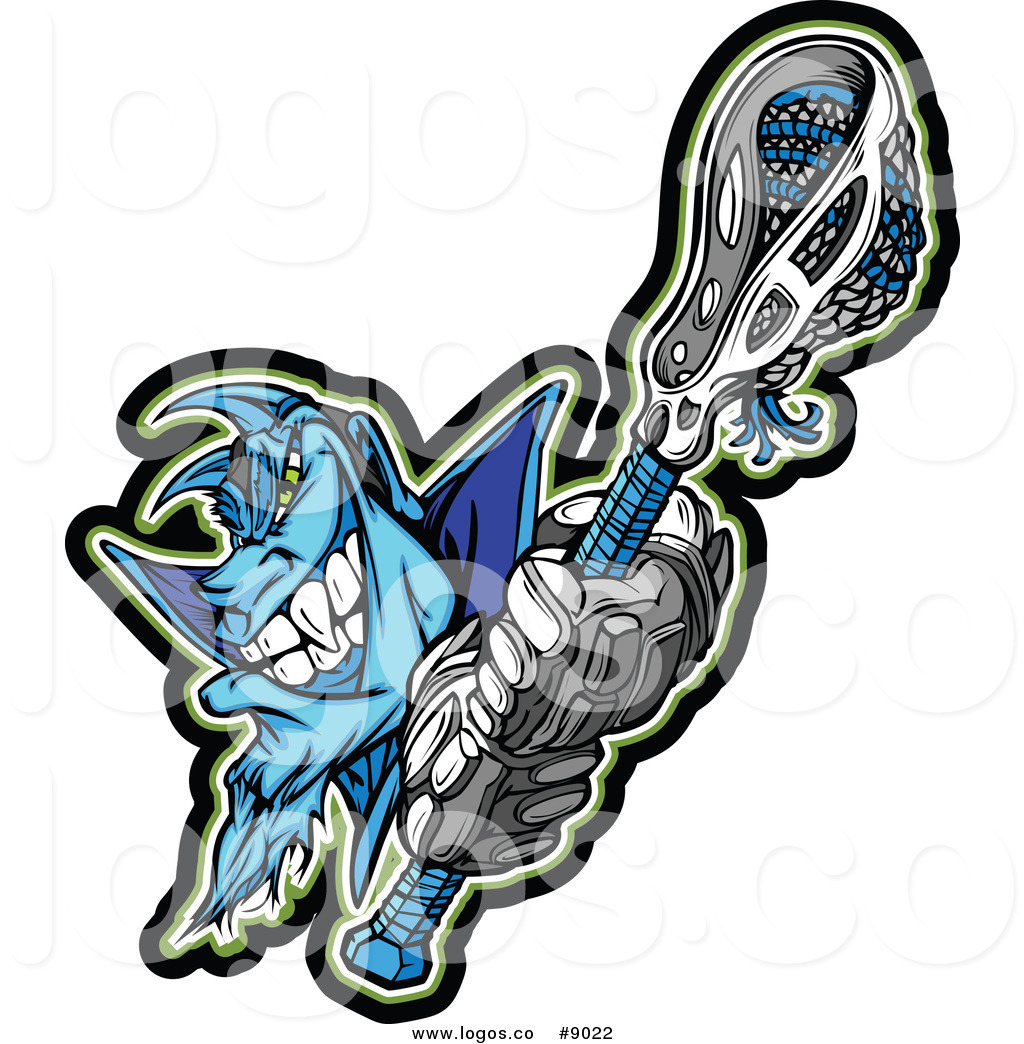 1024x1044 Royalty Free Clip Art Vector Logo Of A Blue Lacrosse Demon Holding