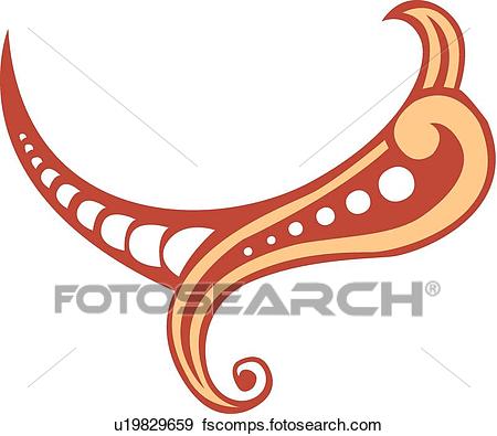 450x395 Clip Art Of Coral Lines And Swirls With White And Peach Accents