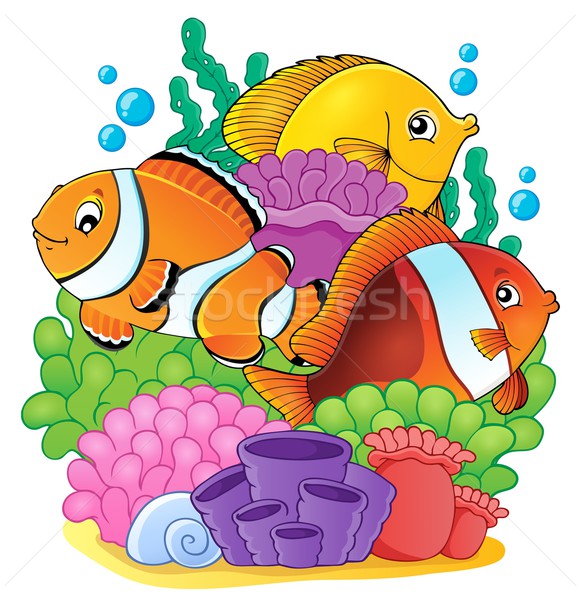 581x600 Coral Reef Fish Theme Image 6 Vector Illustration Klara Viskova