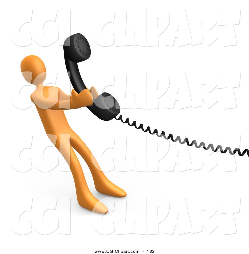 1024x1044 Clip Art Of A 3d Orange Person Pulling A Landline Phone Receiver