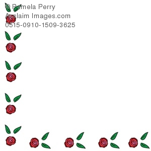 300x300 Art Illustration Of A Simple Rose Corner Page Border