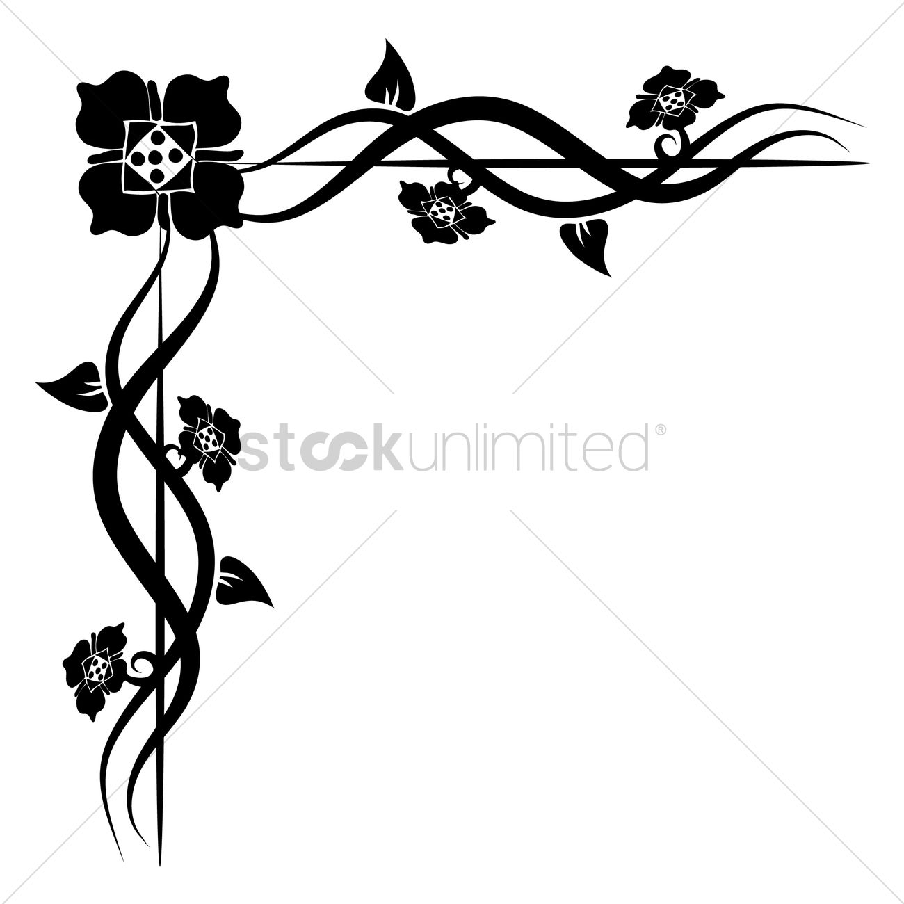1300x1300 Floral Corner Design Vector Image