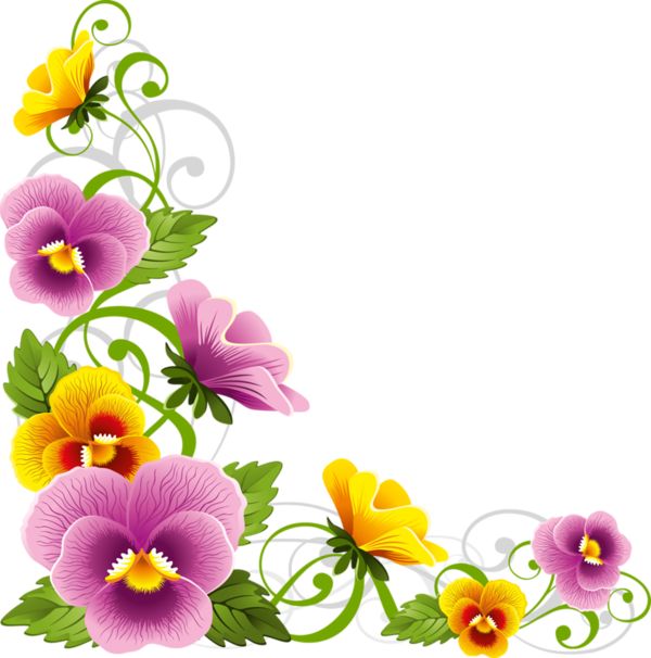 600x606 Pansy Clipart Vintage Flower Border