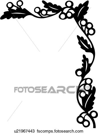 343x470 Clipart Of , Berries, Border, Corner, Floral, Vine, U21967443